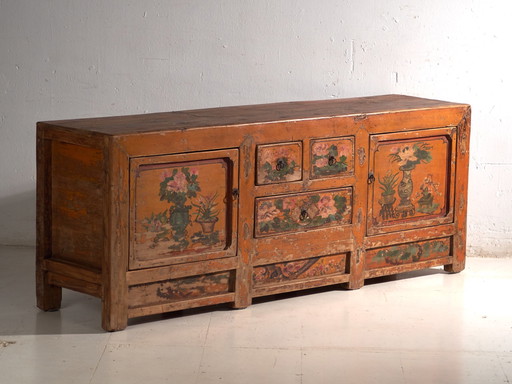 Antikes lackiertes niedriges Sideboard aus Ulmenholz – China, circa 1900