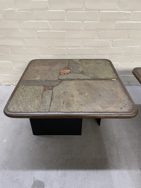 Image 1 of 2 tables d'appoint en pierre naturelle, Paul Kingma