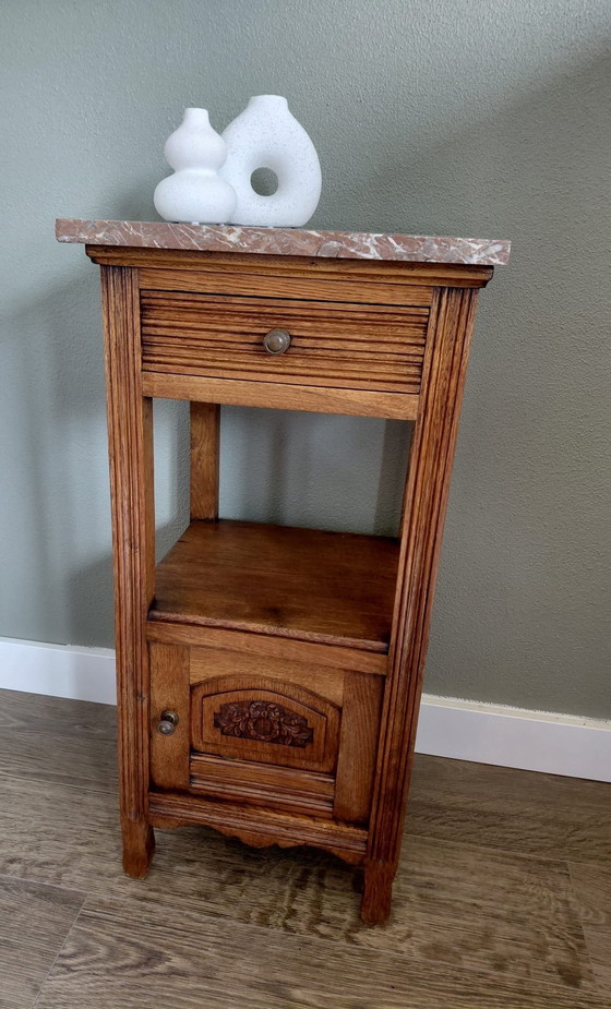 Image 1 of Art Deco bedside table with marble top