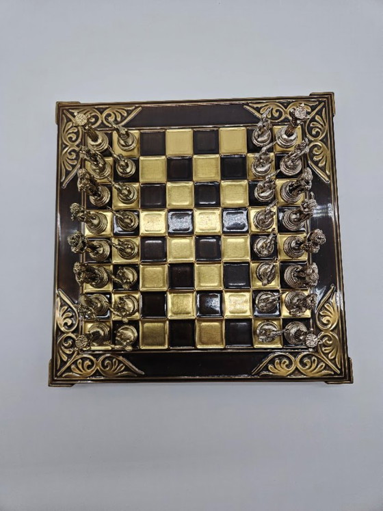 ♟️ Antik-Schachspiel „Griechische Mythologie“ – GiftHome Sammler-Set (26x26 cm, Zamak-Metall) – Bildhauerei (photo 3 of 9)