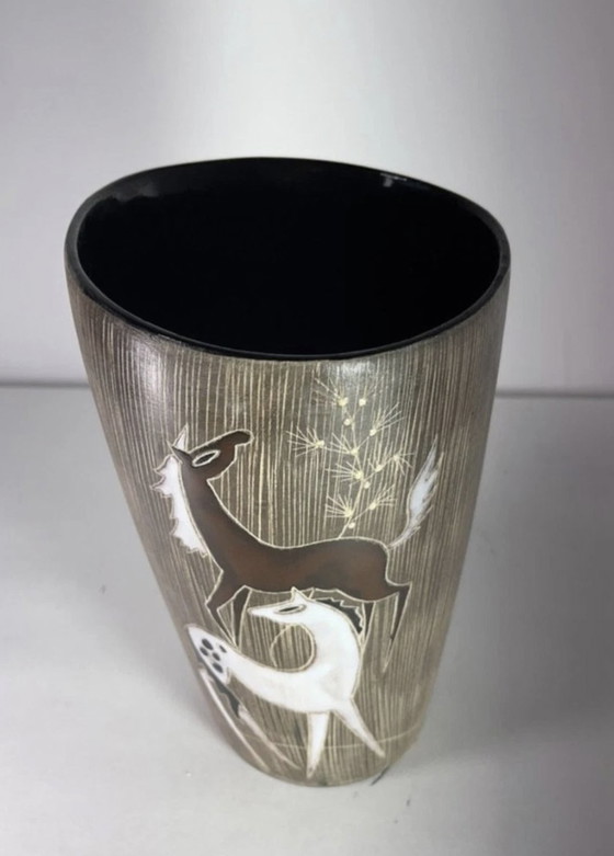 Image 1 of Ruscha Ceramic Vase By Hans Welling "Les Chevaux" (The Horses)