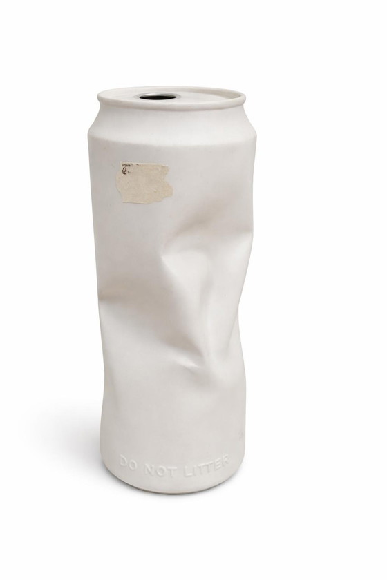 Image 1 of Post-Modern Rosenthal Vase Germany "Do Not Litter" Porcelain Can Vessel
