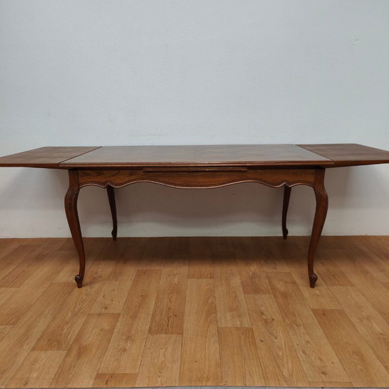 Image 1 of Vintage landelijke eettafel eetkamertafel tafel hout uitschuifbaar