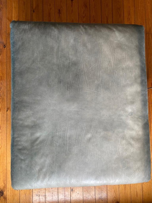 Timothy Oulton Lux Footstool/Ottoman–Tomahawk Pewter Leather