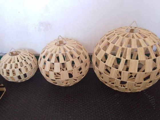 Image 1 of Lámpara colgante de rafia natural