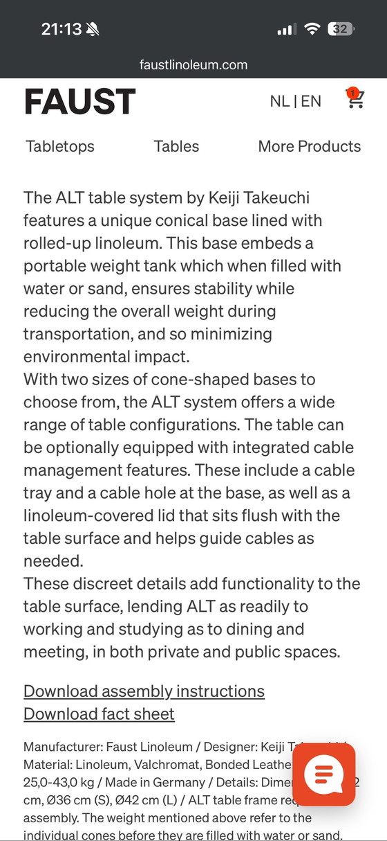 Image 1 of Mesa de comedor redonda de linóleo Faust de 130 cm - contrachapado de abedul