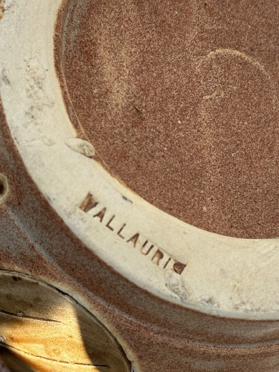 Image 1 of Vaso Vintage céramique années 60 décor floral - signé Vallauris H 20 cm