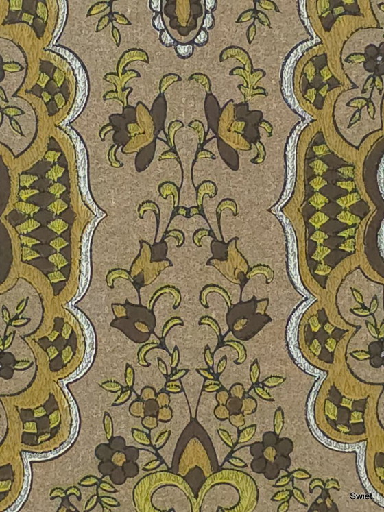 14296 Retro vintage baroque wallpaper brown yellow ocher gold – Wall decoration (photo 3 of 7)