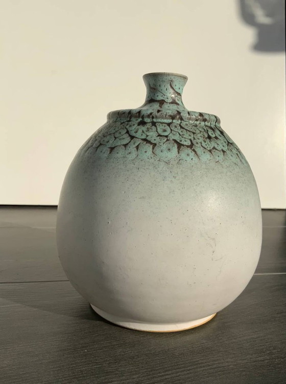 Image 1 of Pottery Vase – "Snakeskin" Shrink-Glaze by Albert Kiessling (KLW), Langenhessen