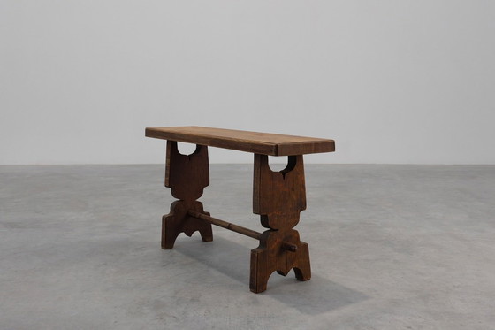 Image 1 of Panca rustica francese in rovere massello, Francia, circa 1900