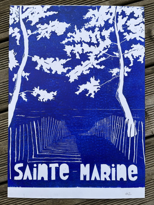 Linogravure Sainte-Marine #2.