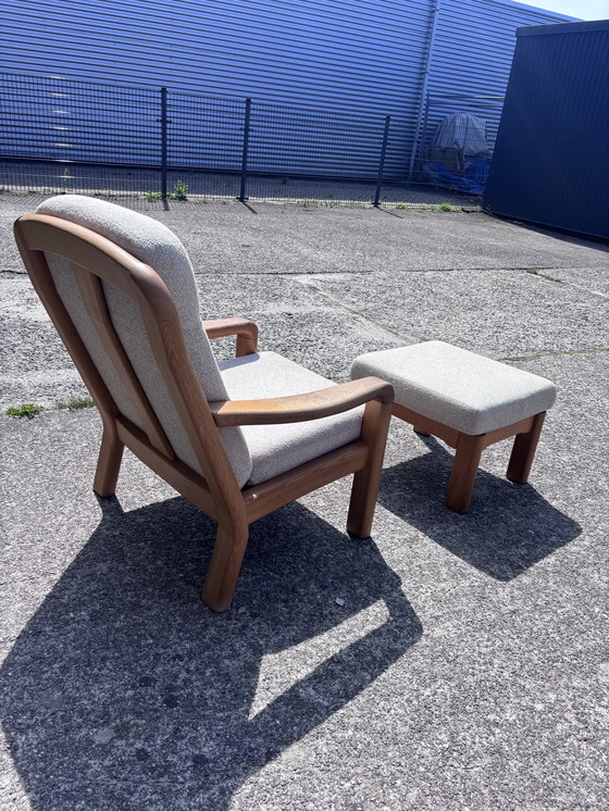 Image 1 of Vintage eiken dyrlund design easy chair met poef