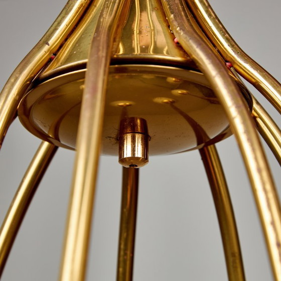 Image 1 of MK9466 Lampadario vintage in vetro e ottone, 1950