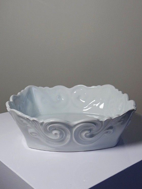 Image 1 of Vintage Limoges celadon porcelain square bowl/salad bowl from the 1950s-1970s