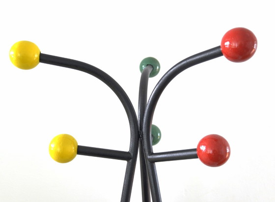 Image 1 of Large free standing coat rack colourful design by Roger Feraud, 1950s
vintage