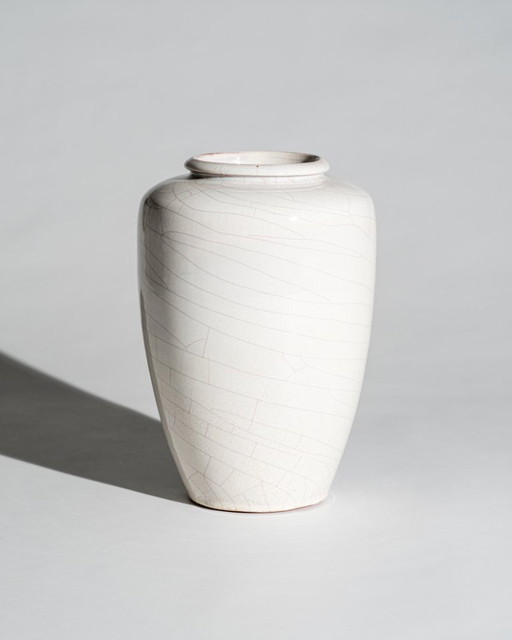 Richard Bampi Crackle Glaze Ceramic Vase Model 204 – Kandern Studio Pottery, Germany, Circa 1945–1955