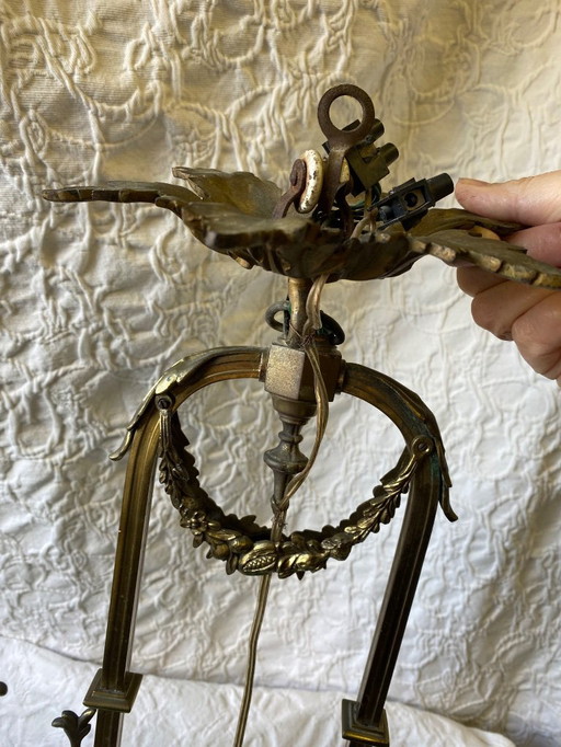 Ancienne lampe vert opalin