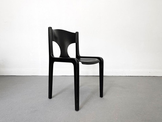 1/4 Augusto Savini Pozzi Chair Black Wood Brass 60s, Dining chairs (photo 8 of 12)