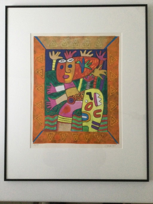 Sérigraphie, Clemens Briels, « Margarita va à la rivière », en parfait état