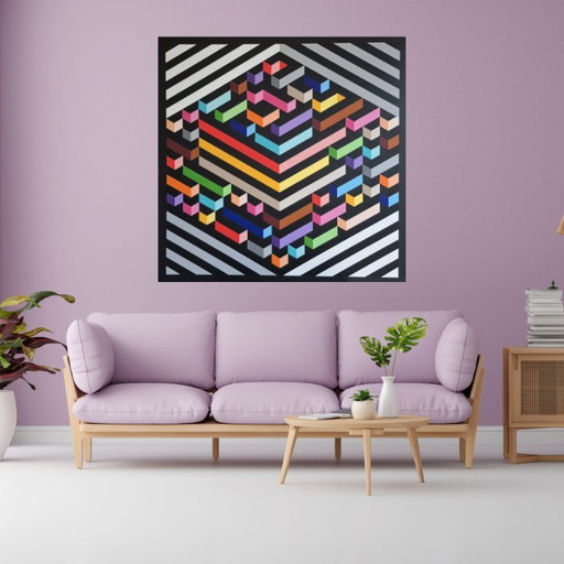 "Entwicklung" - abstraktes modernes Kunstwerk von Franklin van Dam - Acryl auf MDF
