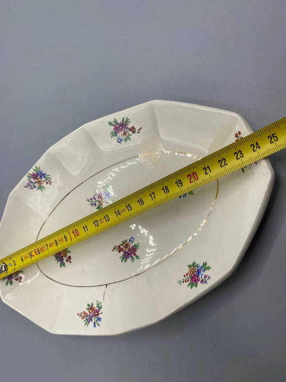 Piatto da portata antico in porcellana – Decorazione floreale policroma – Porcelor Céranord Francia – Anni (photo 3 of 3)