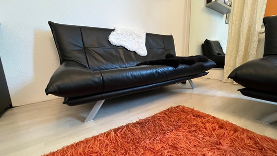 Image 1 of Rolf Benz design sofa bmp leather black 2-seater