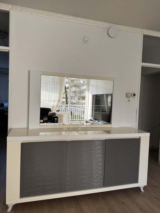 Image 1 of Sideboard with mirror - modern white/grey with plenty of storage space
