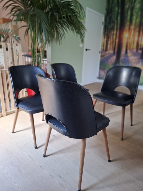 Image 1 of Set of 4 vintage design dining room chairs from the 1950s