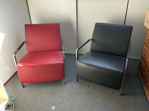 Splendido set di poltrone Harvink Alowa nere e rosso scuro. – fauteuils, Leather