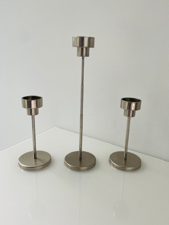 Image 1 of Set di 3 candelieri regolabili in acciaio inox
