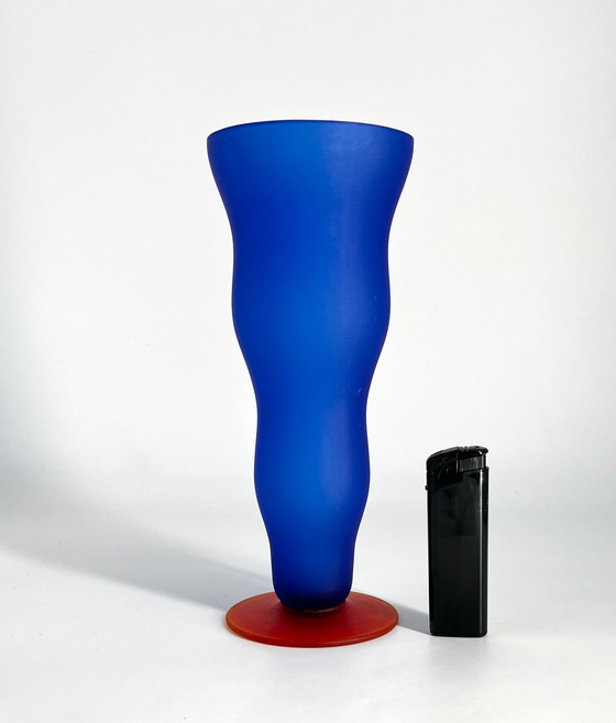 Image 1 of Jarrón de vidrio estilo Memphis, estilo pop art posmoderno, años 80 y 90