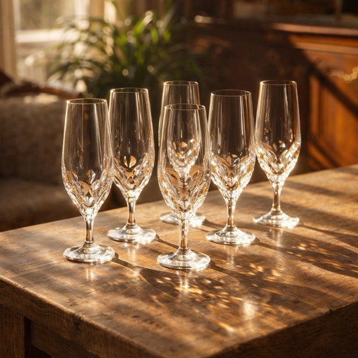 6 grandi calici da champagne in cristallo Royal Gorham