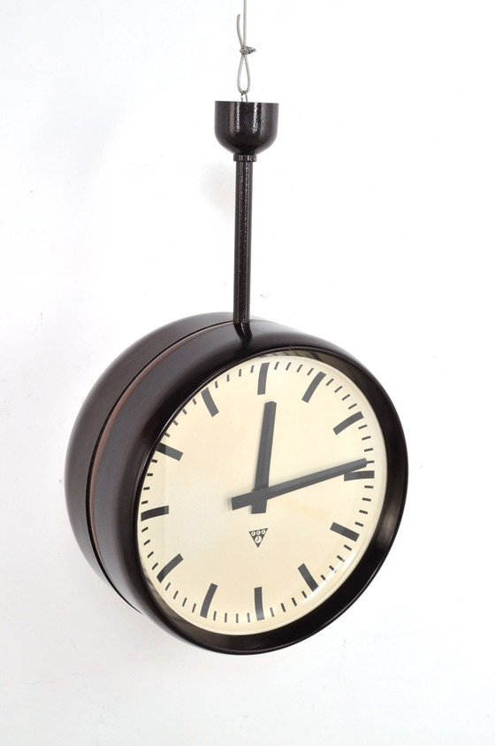 Image 1 of Vintage Double-Sided Clock Pragotron