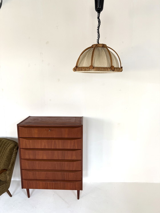 Image 1 of Suspension vintage en rotin des années 60