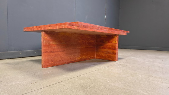 Image 1 of Tavolino da caffè in travertino rosso, anni '70