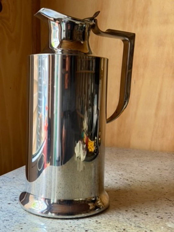 Large Vintage Balzano Laufen Stainless Steel Pitcher | Tall MCM Insulated Carafe | Mirror Polish 18/10 (photo 3 of 27)