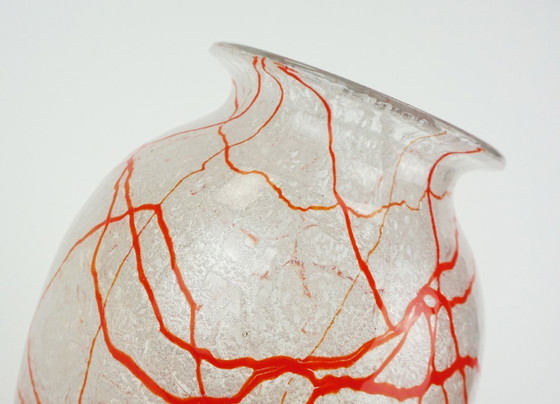 Image 1 of loetz klostermühle vaso in vetro art deco anni '30 vetro arancione bianco e trasparente