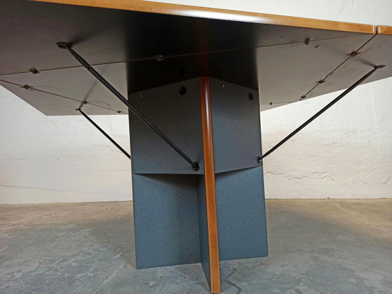 Table de salle à manger extensible postmoderne Hennie de Jong, Tables de salle à manger, Bois, Métal, Noir (photo 5 sur 15)