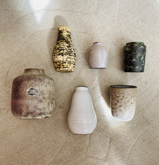 6x small stone vases from the fifties/sixties