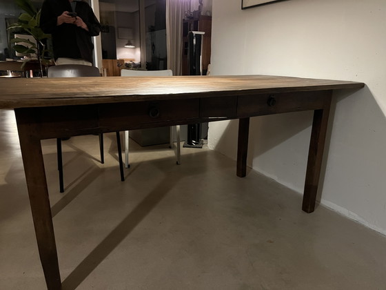 Alter französischer Küchentisch – Tische, Metall, Holz (photo 2 of 6)