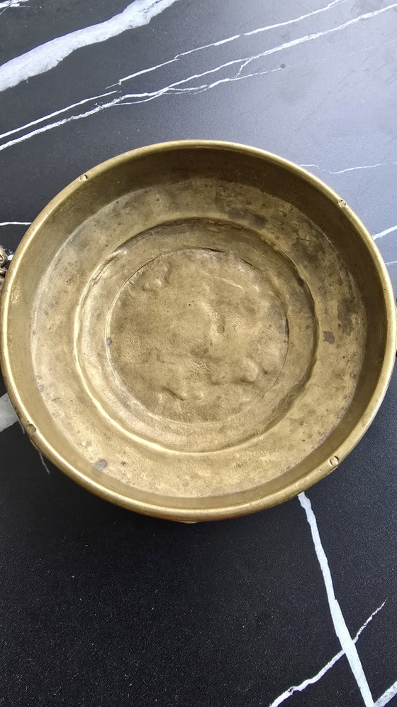 Vintage Solid Brass Studio Bowl – Signed Artisan Piece (1950s–1970s) (photo 2 of 15)