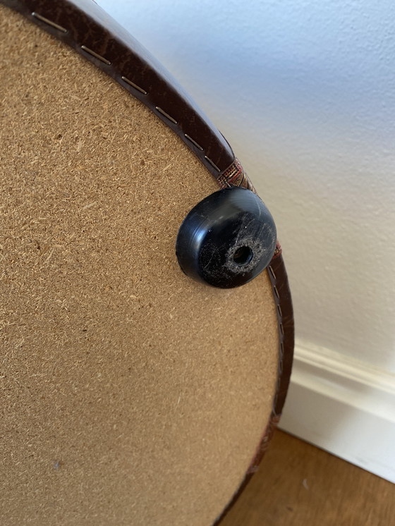 Image 1 of Leather Pouf With Storage Compartment