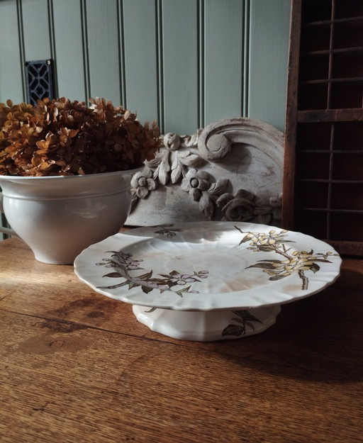 Minton 1890 mounted plate on a foot – servies, Ceramic