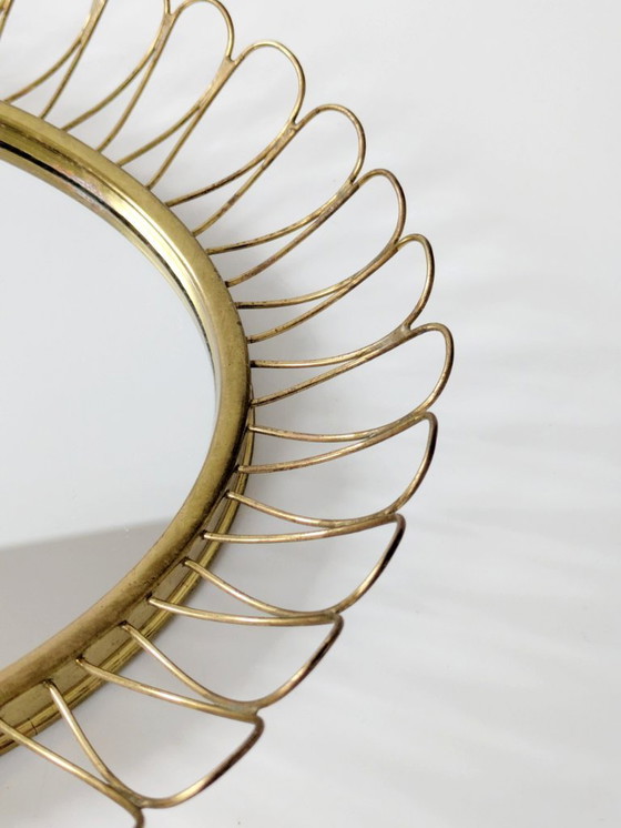 Image 1 of Midcentury Brass Oval Mirror in the Style of Josef Frank