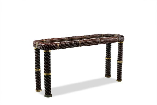 Tommaso Barbi. Console en céramique et plateau miroir. Italie, circa 1970