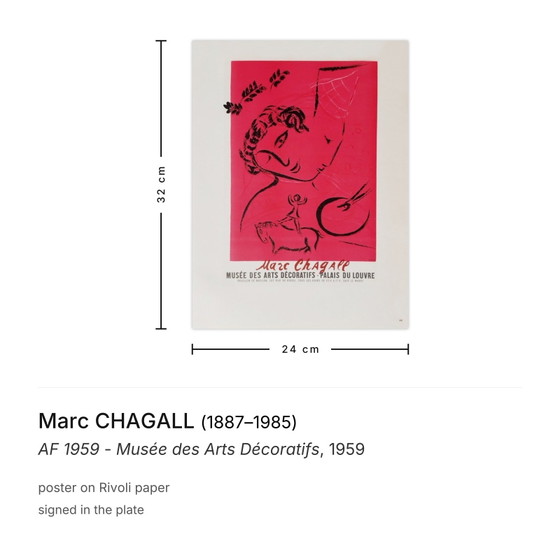 Image 1 of Marc CHAGALL AF - Musée des Arts Décoratifs cartel 1959