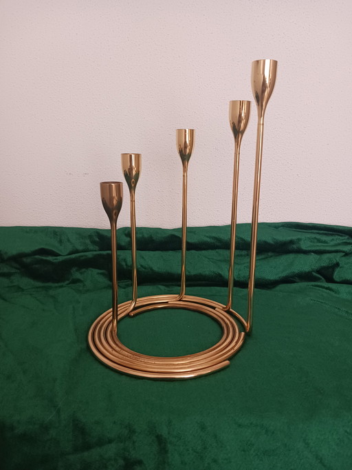 Brass Candlestick Set Danish Design