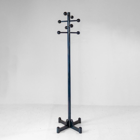 Image 1 of 1x Italienische Moderne Garderobe aus dunkelgrün glasiertem Holz aus den 1970er Jahren