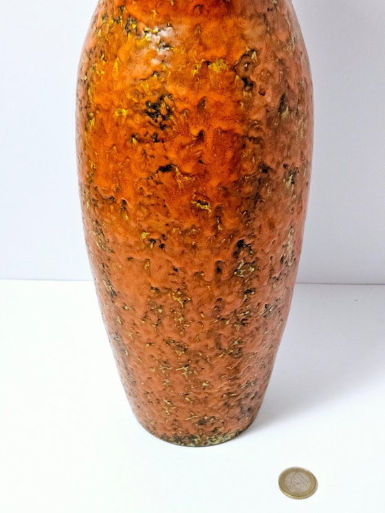 Image 1 of Mid-Century Ceramic Vase With Special Glaze | Original Tófej Pottery From Hungary | Unique Shape & Impressive Colors | 35cm 
