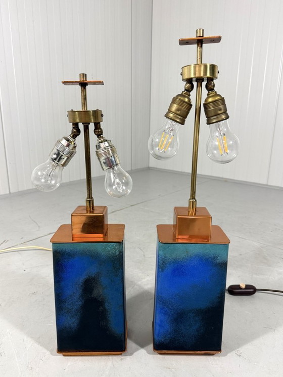 Image 1 of Ensemble de 2 grands pieds de lampe de table des années 1960-70